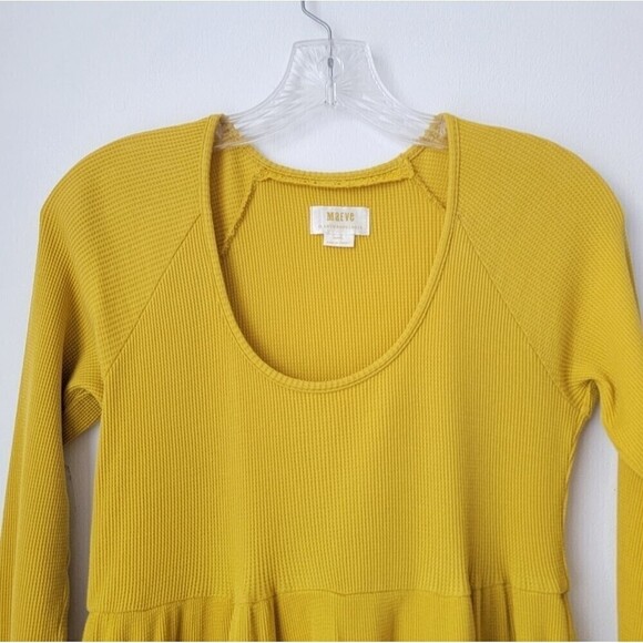 MAEVE ANTHROPOLOGIE Samina Thermal Babydoll Mustard Yellow Top Size X-Small - Picture 3 of 9
